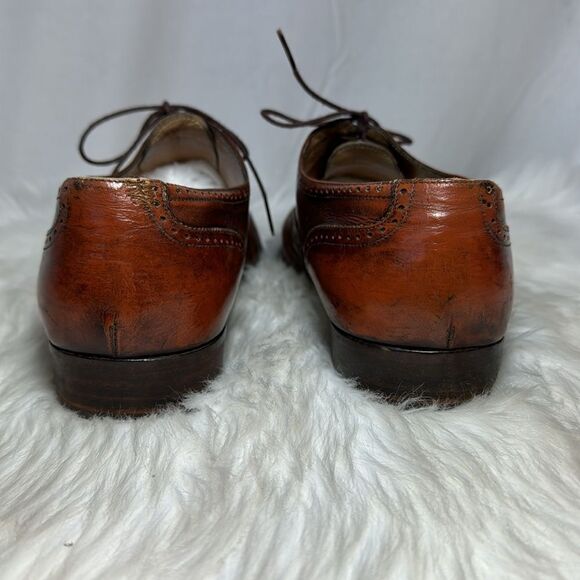 Salvatore Ferragamo VTG Cognac Wingtip Lace Up‎ Oxford Shoes Sz 8D main image 4